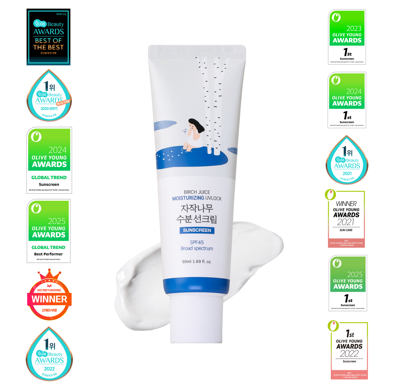 Round Lab – Crème solaire hydratante au bouleau UVLock SPF 45+ à large spectre – 50 ml