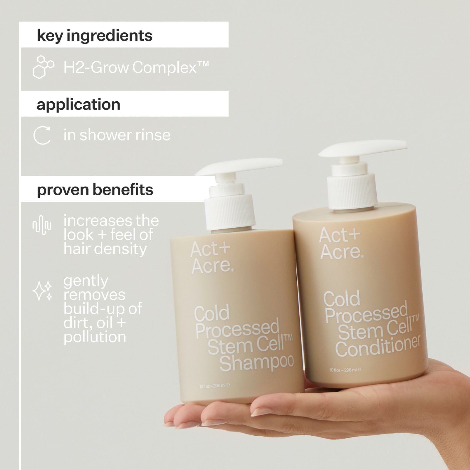 Act+Acre Cold Processed® Shampoing aux cellules souches végétales™ – 295 ml