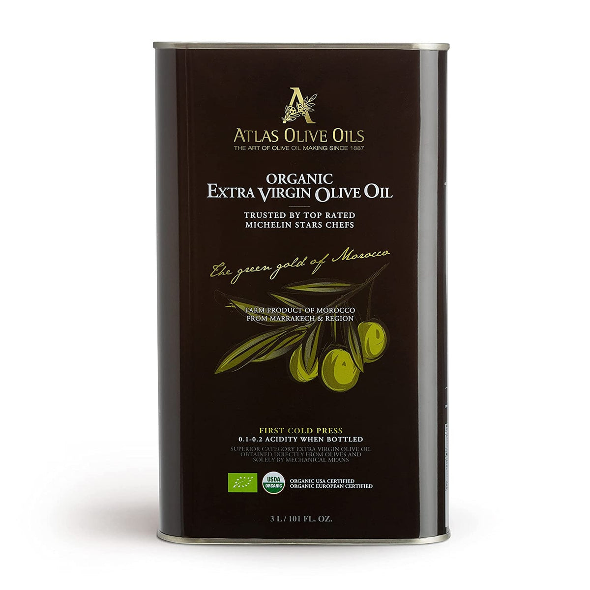 Atlas Olive Oils Organic Extra Virgin Olive Oil Tin