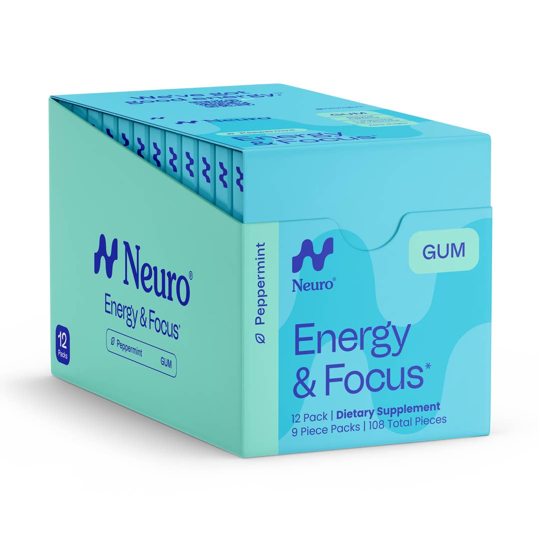 Neuro Energy & Focus Gum – Peppermint – 12 Pack, 9 Each