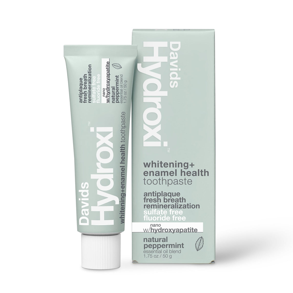 Davids Hydroxi™ Travel Size Toothpaste / Whitening + Enamel Health Nano-Hydroxyapatite / Peppermint / 1.75 oz