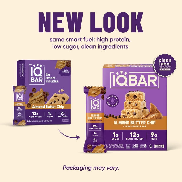 IQBAR Almond Butter Chip — 12-bar box