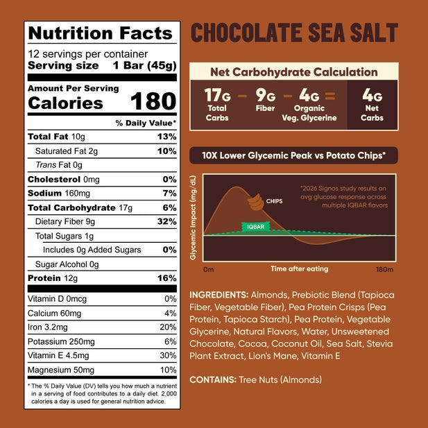 IQBAR Chocolate Sea Salt — 12-bar box
