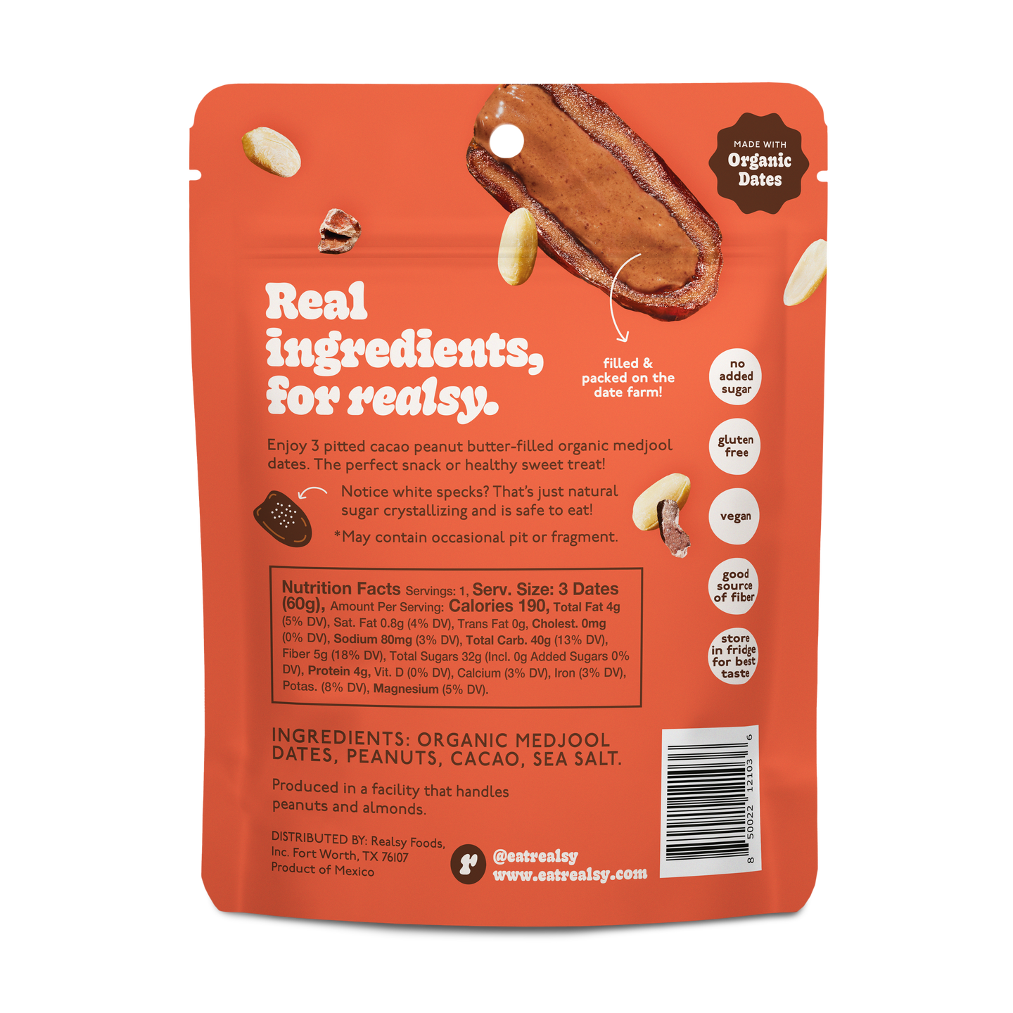 Chocolate Peanut Butter Dates Snack Packs – Realsy – 10 Pack