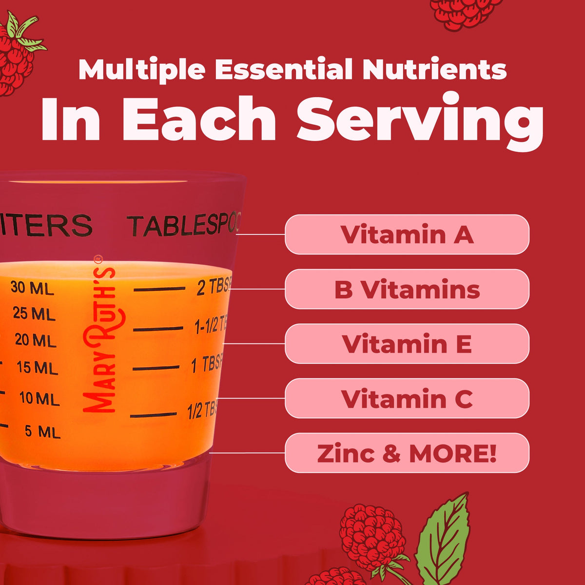 MaryRuth’s Liquid Morning Multivitamin — Raspberry, 32 fl oz — ingredients