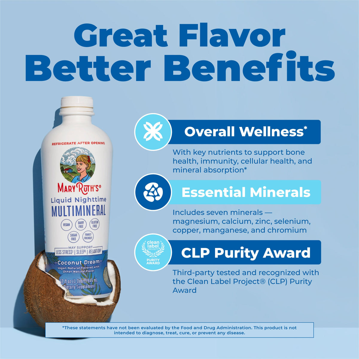 MaryRuth’s Liquid Nighttime Multimineral (Coconut) — Coconut, 32 fl oz — product information