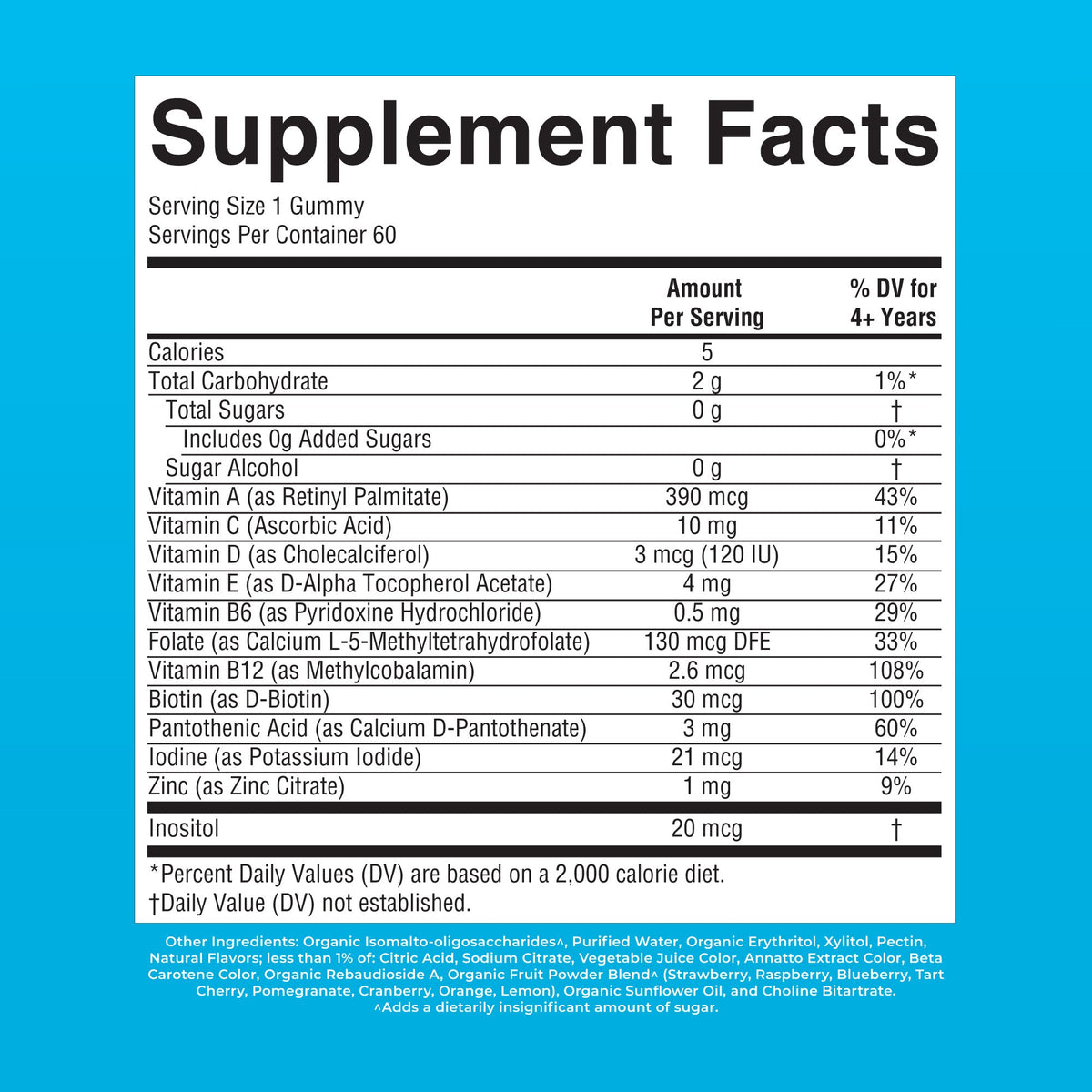 MaryRuth’s Kids Multivitamin Gummies — 60 Gummies — supplement facts