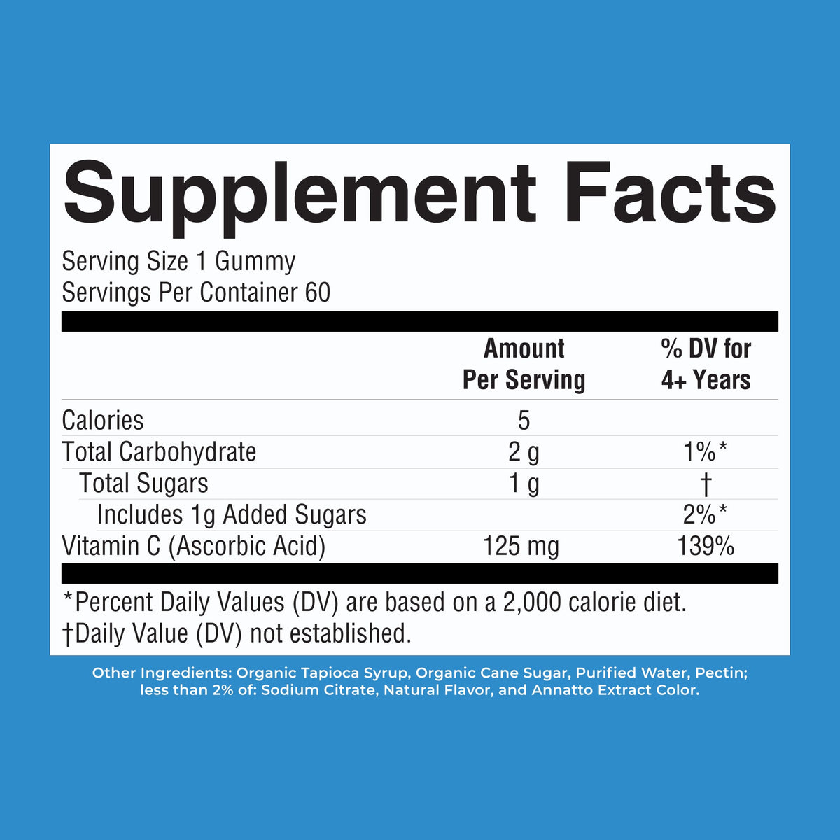 MaryRuth’s Vitamin C Gummies — Orange, 60 Gummies — supplement facts