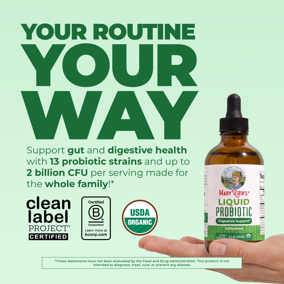 MaryRuth’s Organic Liquid Probiotic — Unflavored, 4 fl oz — product information
