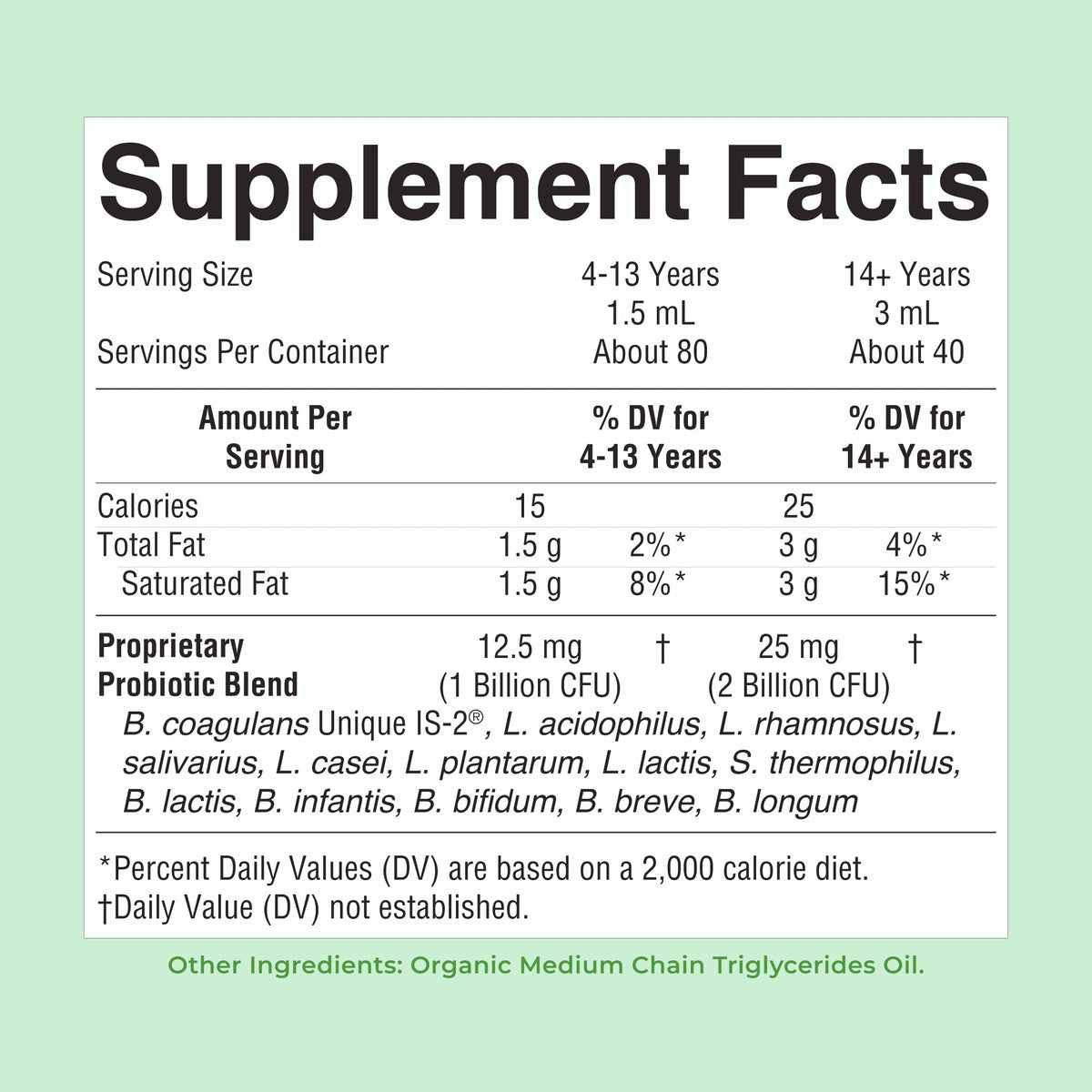MaryRuth’s Organic Liquid Probiotic — Unflavored, 4 fl oz — supplement facts