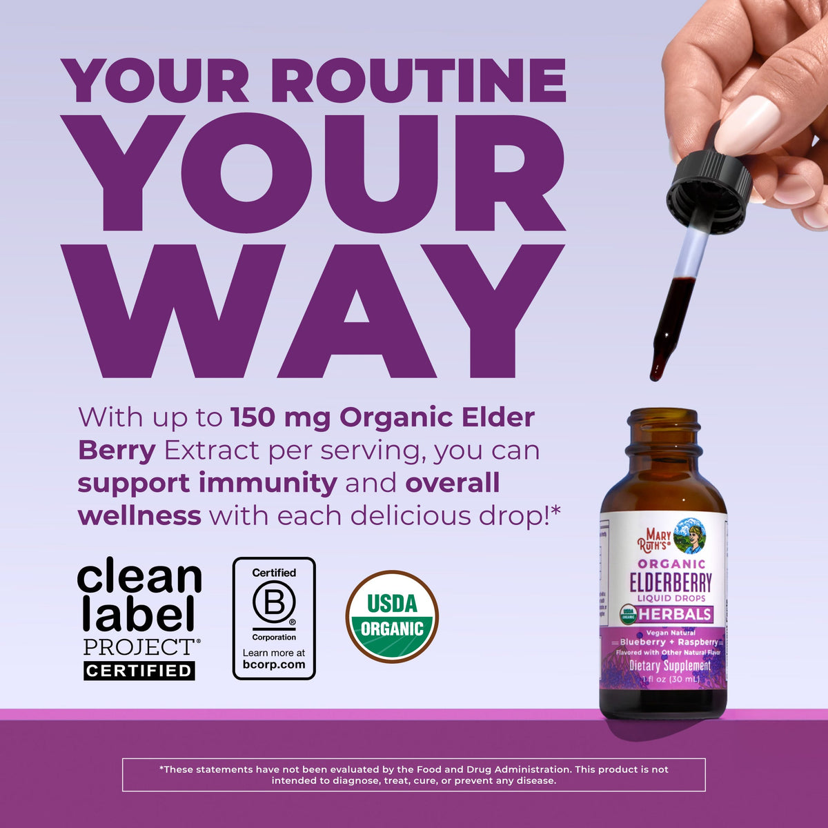 MaryRuth’s Organic Elderberry Liquid Drops — Raspberry Blueberry, 1 fl oz — product information