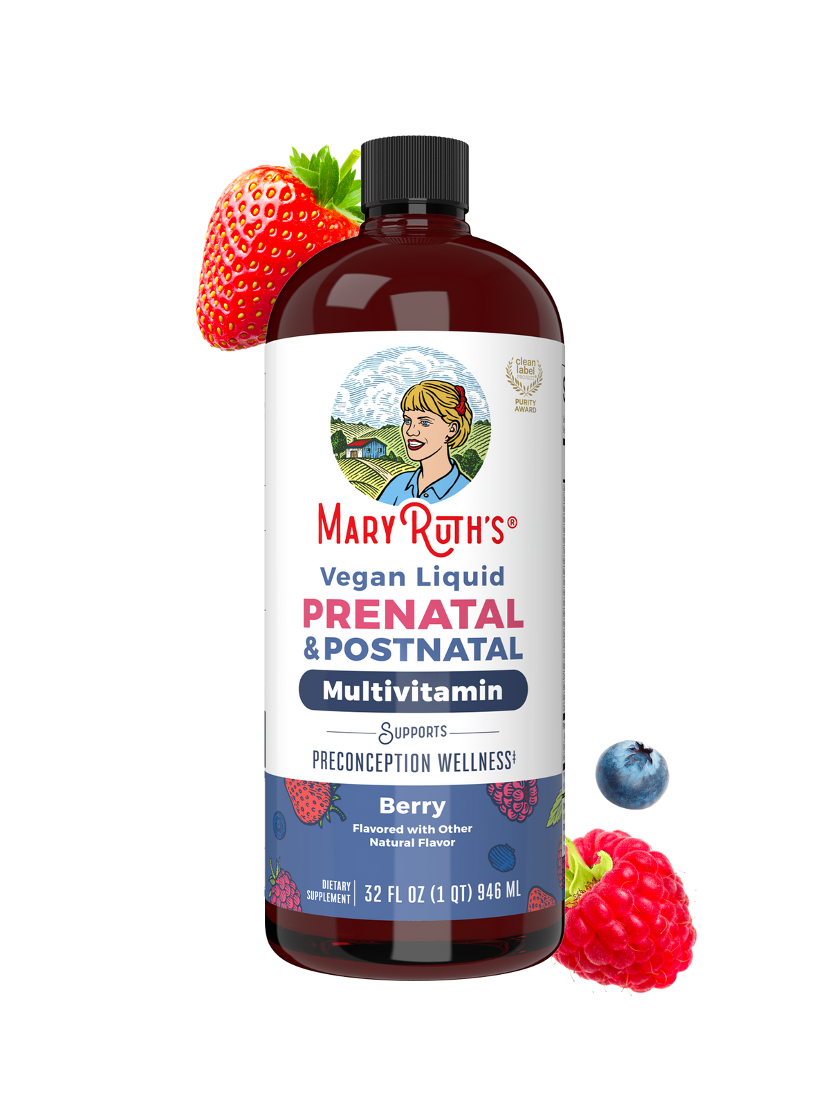 MaryRuth’s Prenatal & Postnatal Liquid Multivitamin — Berry, 32 fl oz — packaging