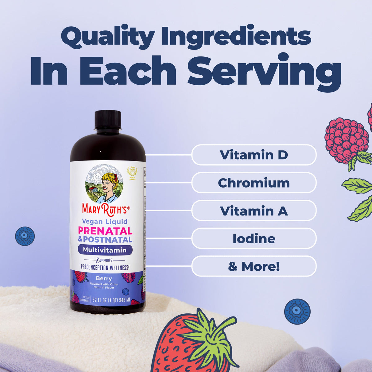 MaryRuth’s Prenatal & Postnatal Liquid Multivitamin — Berry, 32 fl oz — ingredients