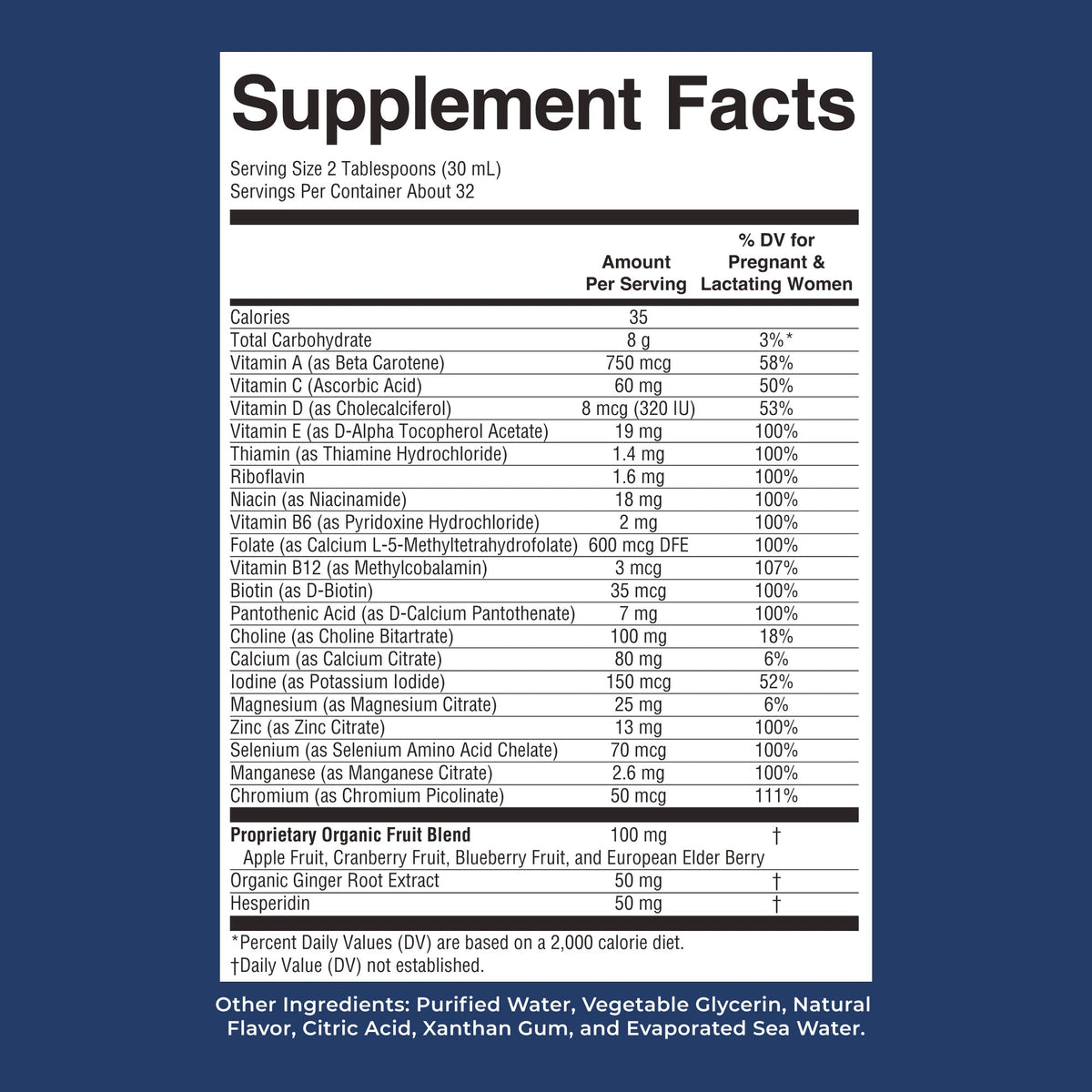 MaryRuth’s Prenatal & Postnatal Liquid Multivitamin — Berry, 32 fl oz — supplement facts