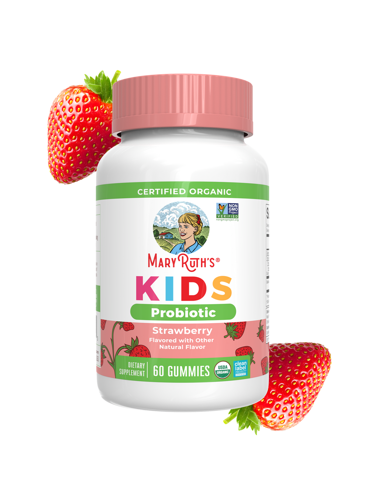 MaryRuth’s Organic Kids Probiotic Gummies — Strawberry, 60 Gummies — packaging
