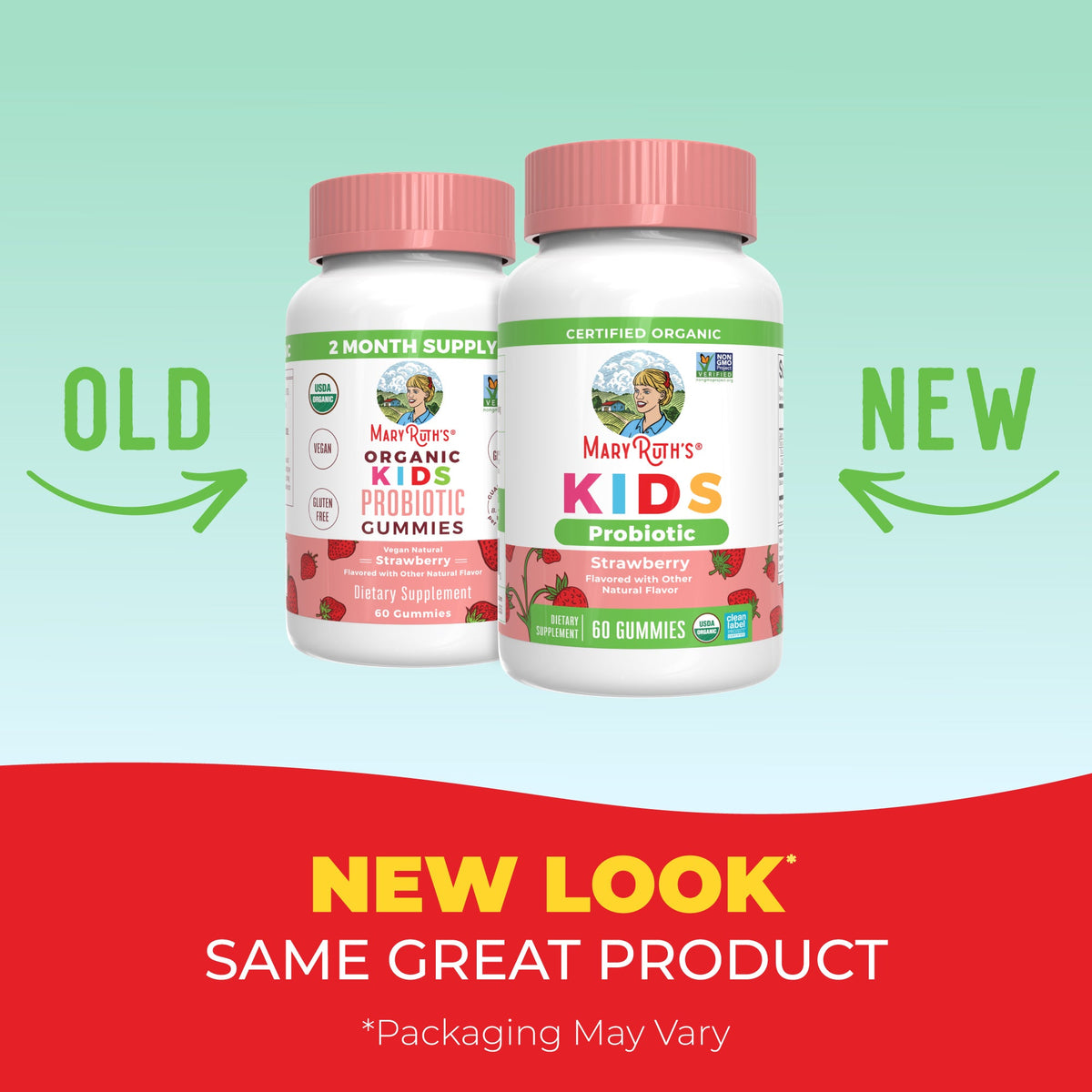 MaryRuth’s Organic Kids Probiotic Gummies — Strawberry, 60 Gummies — product information