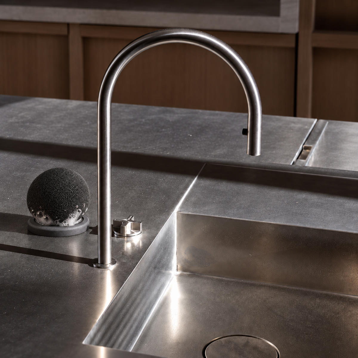 ORB Sponge + Drying Base — ORB Sponge in Modern Kitchen Sink