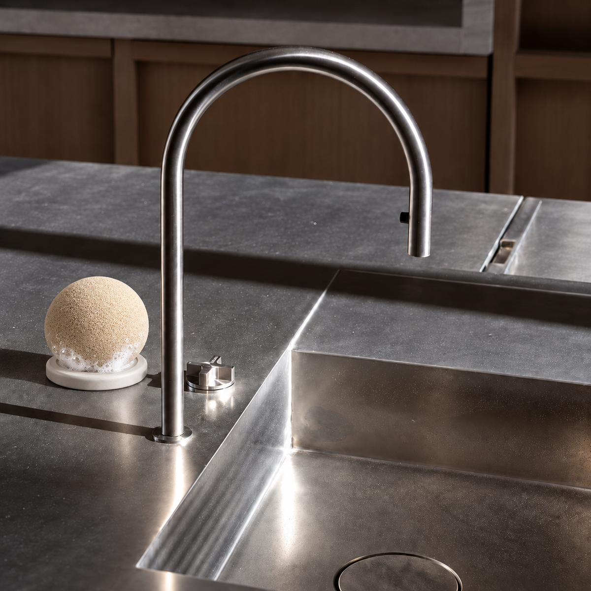 ORB Sponge + Drying Base — Stone Orb Sponge by the Sunlit Faucet