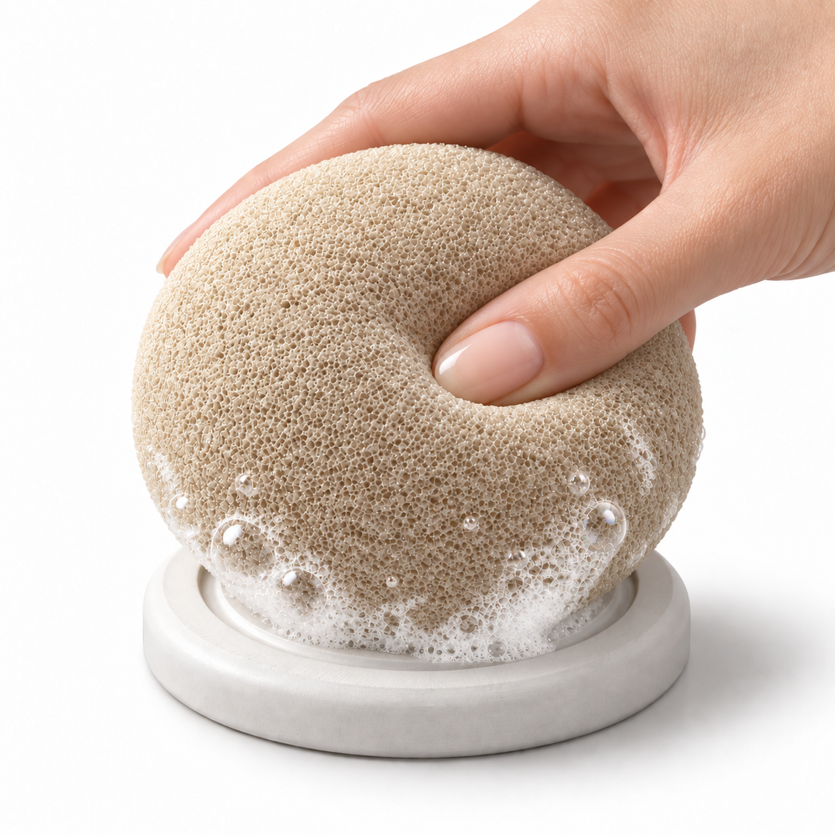 ORB Sponge + Drying Base — Hand-Squeezed Porous Cleansing Sponge